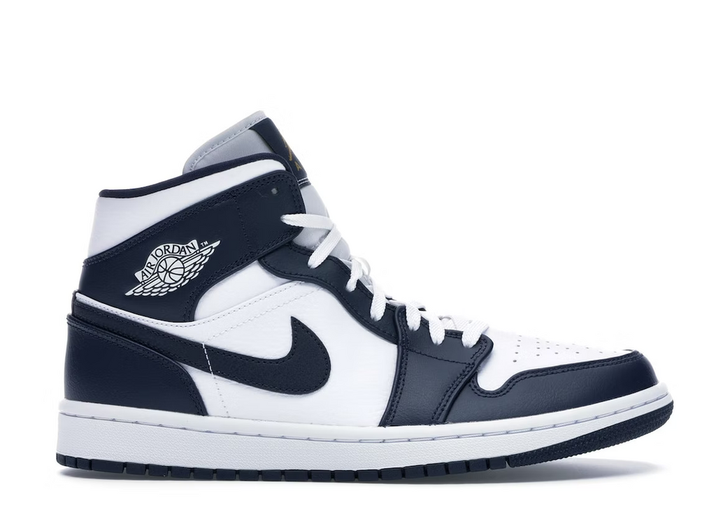 Jordan 1 Mid White Metallic Gold Obsidian